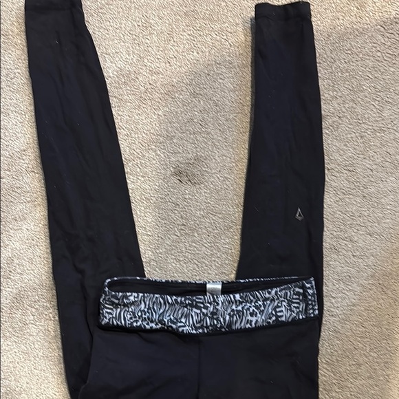 Black Leggings with Zebra Print Waistband - Picture 1 of 3
